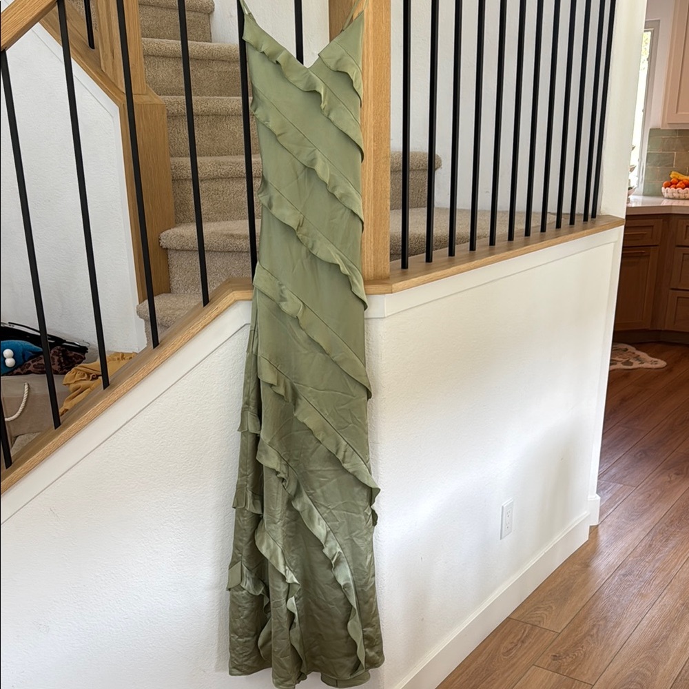 Show me your mumu Olive Green Ruffled Gown - perfect for bridesmaid